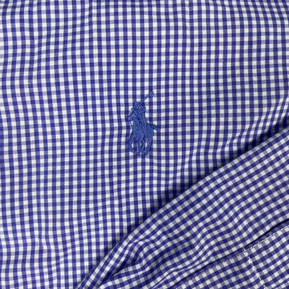 Ralph Lauren Button Down Mens 15.5 32/33 Blue Gingham Easy Care Cotton Shirt - Picture 5 of 9